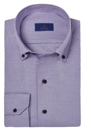 David Donahue Micro Dobby Dot Cotton Sport Shirt in Lilac/Multi at Nordstrom Rack, Size Xx-Large