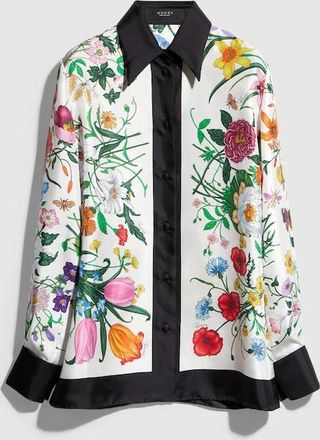 Gucci Printed Silk Shirt, White
