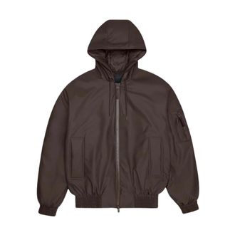 Rains Lohja Insulated Bomberjack - Heren - Bomber jackets - Bruin - L - Leer - Jassen