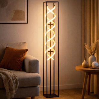 Fischer & Honsel Lampada da terra a LED dimmerabile lampada da soggiorno touch dimmer lampada da terra lampada da camera da letto oro nero, 34W 4200lm bianco caldo