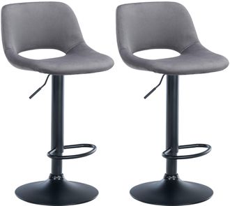 Clp Clp - Set De 2 Taburetes De Bar Camden En Terciopelo Gris Oscuro Metal Negro Mate