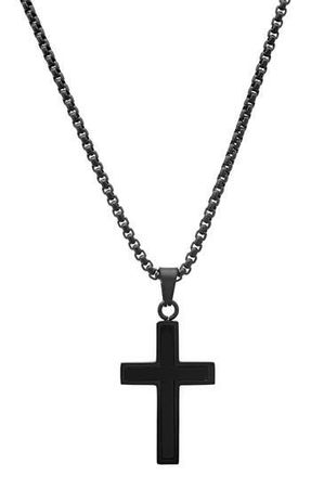 HMY Jewelry Mens Black Stainless Steel Cross Pendant Necklace at Nordstrom Rack
