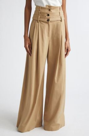 Monse Triple Waistband Wide Leg Pants in Khaki at Nordstrom, Size 10