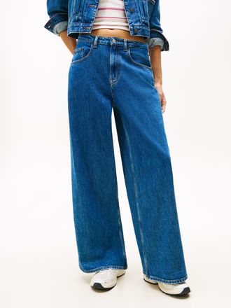 Tommy Jeans Loose-fit-Jeans TOMMY JEANS CHARLIE MR LOOSE WIDE BI4139, Damen, Gr. 26, L&auml;nge 30, blau (denim medium), Denim/Jeans, Obermaterial: 99% Baumwolle, 1% E