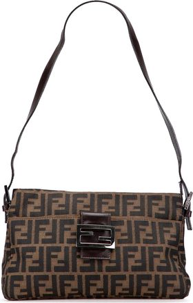 Fendi Pre-owned Womens Baguette Shoulder Bag - Brown Textile - One Size