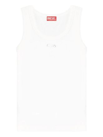 Diesel White Logo Scoop Neck Top
