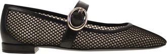 Stuart Weitzman Womens Arabella - Ballerina With Buckle - Black Leather - Size EU 38