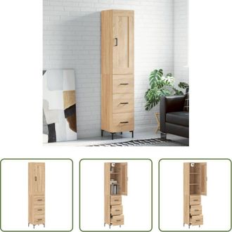 vidaXL vidaXL Credenza con piedini in metallo - Credenza Rovere Sonoma 34,5x34x180 cm in Legno Multistrato