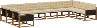 vidaXL Conjunto De Sof&aacute;s De Exterior 10 Uds. Natural Y Beige Vidaxl