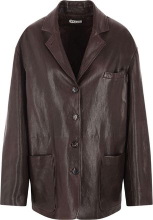 Bally single-breasted blazer - women - Nappa Leather - 44 - Brown