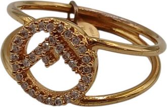 Fendi Gold Rhinestone Band Ring (Pre-Owned)
