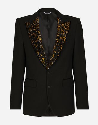 Dolce & Gabbana Stretch Wool Fabric Sicilia-fit Tuxedo Jacket - Man Suits And Blazers Black Wool 52