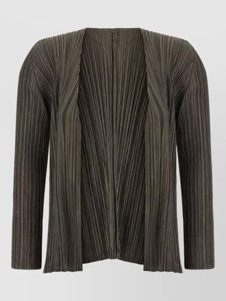 Pleats Please Issey Miyake pleated long-sleeve cardigan
