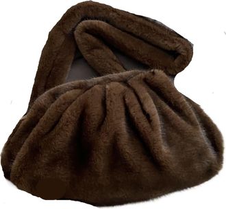 Generic Womens Plush Bags Soft Plush Bags For Women Fluffy Lady Handbag Clutch Bag Female Winter Shell Crossbody(Coffee)