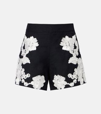 SIMKHAI Sammi embroidered linen-blend shorts