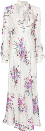Raquel Diniz Valerie Floral-print Tie-neck Maxi Dress