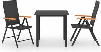 vidaXL Juego De Comedor Para Jard&iacute;n 3 Piezas Negro Y Marr&oacute;n Vidaxl