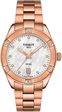 Tissot T-Classic PR100 Bracelet Watch, 36mm in White Mother Of Pearl at Nordstrom