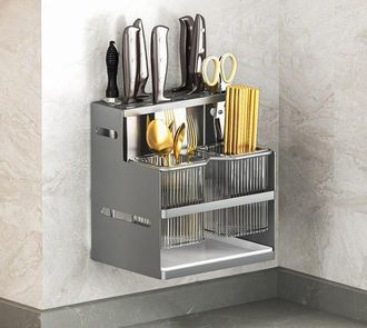 OEM Soporte Para Palillos, Soporte Para Cuchillos De Cocina, Organizador De Cubiertos, Gris, Modelo Grande, 162022 Cm
