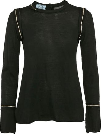 Prada Maglione con bordo a contrasto - Nero