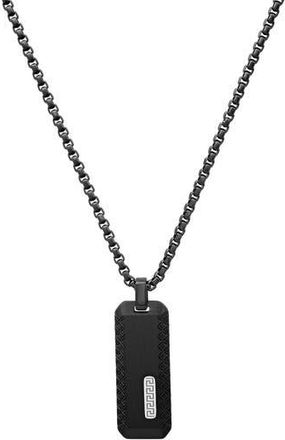 HMY Jewelry Mens Two-Tone Stainless Steel Dog Tag Pendant Necklace in Black at Nordstrom Rack