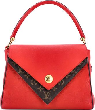 Louis Vuitton Double V Handbag Calfskin with Monogram Canvas satchel - Bruin