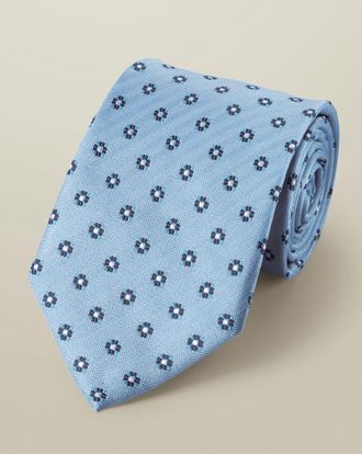 CHARLES TYRWHITT Medallion Silk Tie - Light Blue Size OSFA by Charles Tyrwhitt