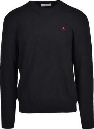 Replay Black Wool-Blend Crewneck Sweater