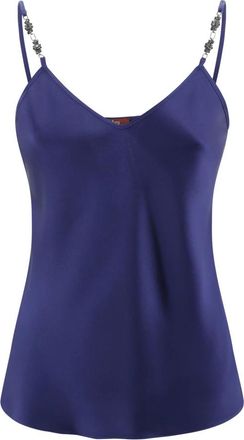 Max Mara Blauwe satijnen top zonder mouwen - Dames - Tops zonder mouwen - Blauw - M - Satijn - Tops