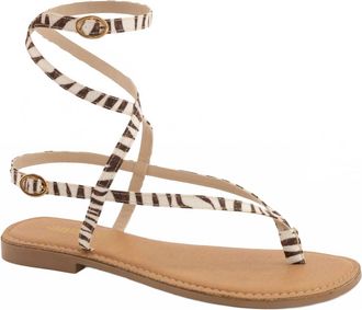 Andrea Womens Zebra-Print Strap Sandal In Beige