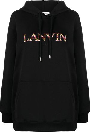 Lanvin logo-embroidered hoodie - women - Polyester/Cotton - M - Black