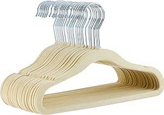 OEM Juego De 30 Perchas De Terciopelo Antideslizantes, Aptas Para Ni&ntilde;os Y Beb&eacute;s, 30 Cm, Color Beige