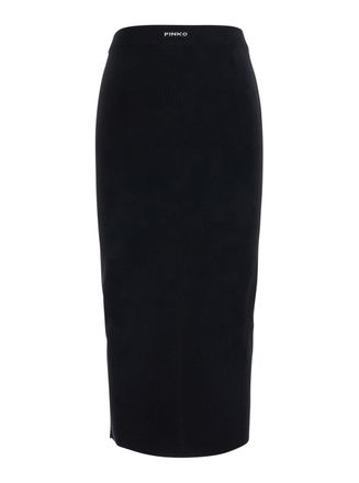 Pinko Ribbed Tech Fabric Skirt - Black