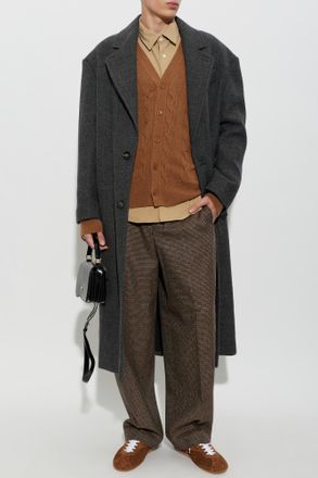 Ami Wool Coat With Single Vent, Mens, Grey