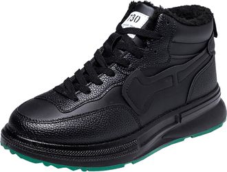 Generic Men Warm and Versatile Solid Color Casual Shoes Breathable Soft Sole Shoes (Black, 5.5)