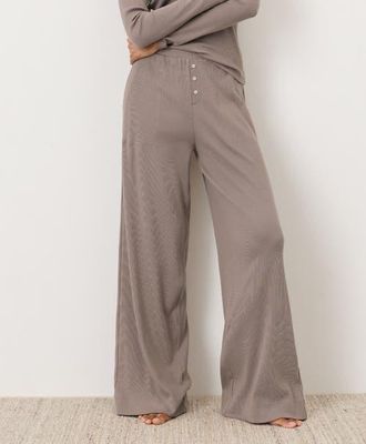 Pact Dream Rib Wide Leg Lounge Pant Made With Organic Cotton in Cinder at Nordstrom, Size Xx-Large