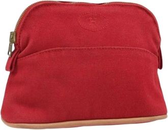 Herm&egrave;s Pre-owned Clutches, female, Red, Size: ONE SIZE Pre-owned Canvas Pouch