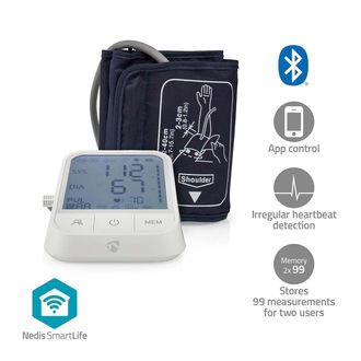 Nedis Monitor De Presion Arterial Smartlife Brazo Bluetooth Pantalla Lcd 22 - 42 Cm Indicacion De Parada Deteccion Del Brazalete Deteccion De Latidos Cardia