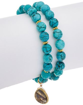 Rachel Reinhardt Jewelry 14K Over Silver Gemstone Stretch Bracelet