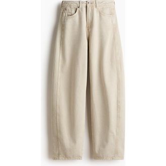 H&M Baggy High Waist Jeans in Light Beige at Nordstrom, Size 16