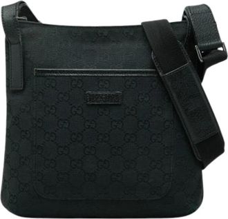 Gucci Pre-owned Canvas Shoulder Bag - Dames - Vintage Schoudertas - Zwart - ONE Size - Leer - Vintage