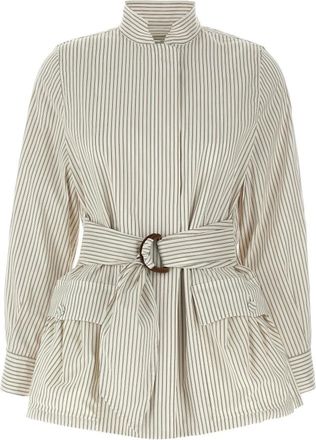 Fendi Blouson - Dames - Overhemden - Wit - XS - Katoen - Overhemden