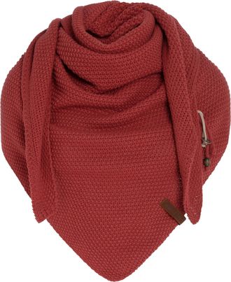 Knit Factory Coco Knitted Shawl - Triangle Scarf Women - Baked Apple - Knitted winter scarf - 190x85 cm - Manufactured in Europe - Ladies scarf - Including decorat