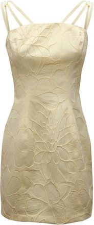Elisabetta Franchi Ab-779-52E2 Jacquard Jurk - Dames - Korte kleedjes - Geel - M - Satijn - Kleedjes
