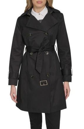 Cole Haan Water Resistant Trench Coat with Removable Hood in Black at Nordstrom Rack, Size X-Small