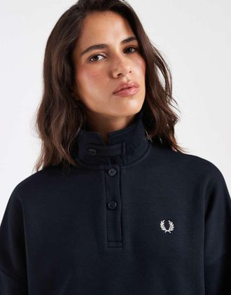 Fred Perry felpa con colletto in navy effetto felpato-blu navy
