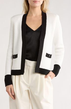 L'agence Jinny Sequin Cardigan in Ivory Sequin/Black at Nordstrom Rack, Size Xx-Small