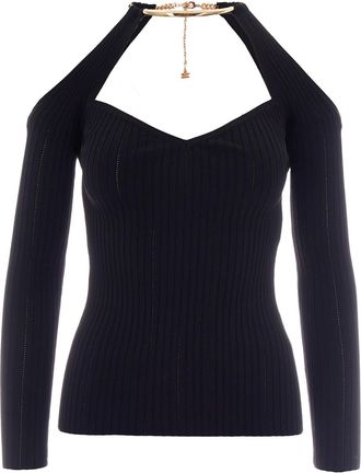 Elisabetta Franchi Knitted Top with Jewel