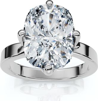 Pompeii3 Certified 4Ct Elongated Cushion Diamond Cigar Band Engagement Ring Lab Grown