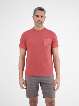 Lerros T-Shirt LERROS, Herren, Gr. XXL, rot (earth rot), Single Jersey, Obermaterial: 100% Baumwolle, unifarben, regular fit taillenbedeckt, Rundhals, Shirts